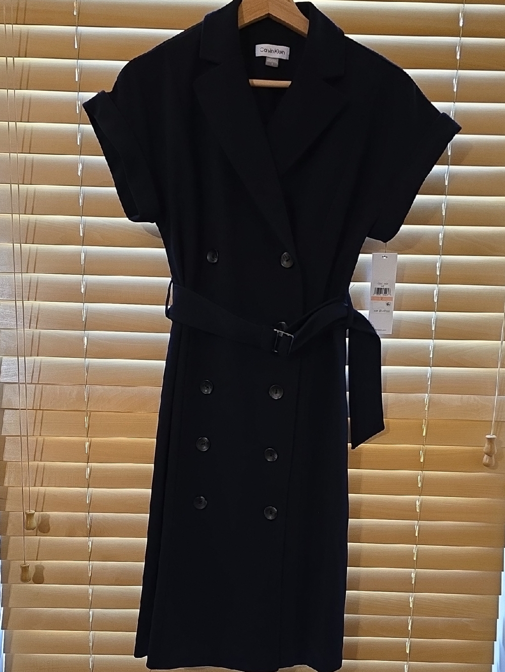 Calvin Klein Black Double-Breasted Midi Dress with Belt